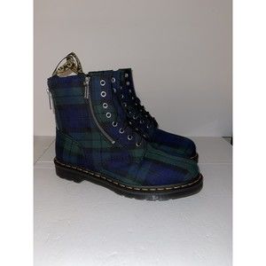 Dr. Martens 1460 Tartan Zip Green Plaid Boots, Mens Sz 10 Womens Sz 11 Us